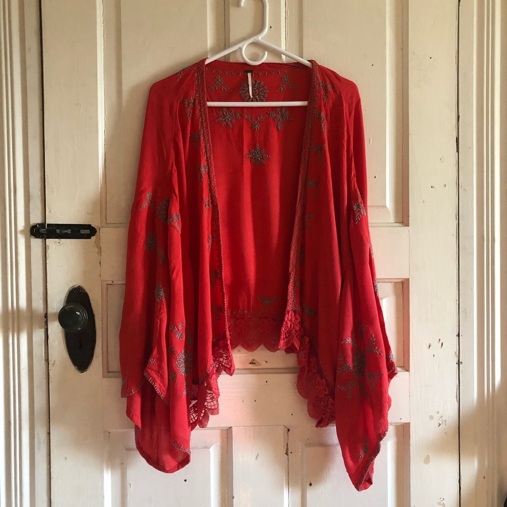 Coral Free People Kimono XS